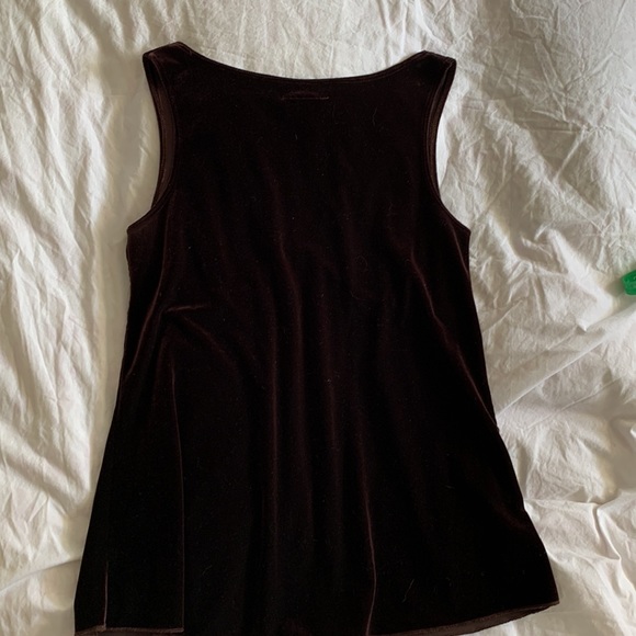 Deep brown velour tank with lace trim, size large - Picture 3 of 5